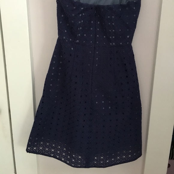 Jcrew strapless navy eyelet dress - Picture 2 of 5
